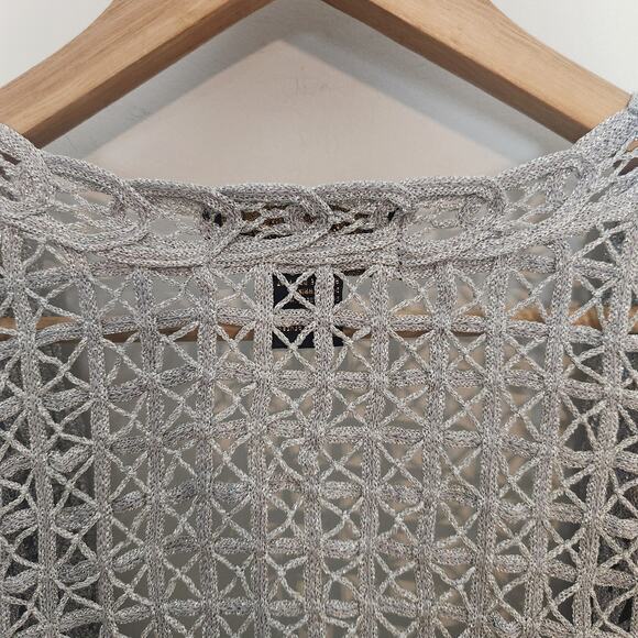 VTG Y2K Lisa Original Sweater Vest Sz Medium Womens Silver Sparkle Fairy Glitter - Picture 6 of 10